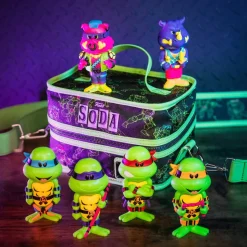 Teenage Mutant Ninja Turtles - Leonardo, Michelangelo, Raphael, Donatello, Bebop & Rocksteady Blacklight Vinyl SODA Figure in Collector Can 6-Pack with Cooler Bag & 6" Krang (Funko / Popcultcha Exclusive)
