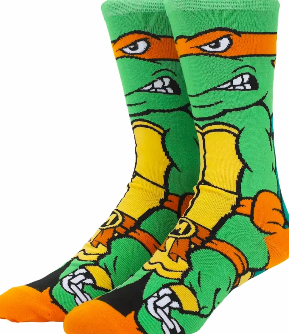 Teenage Mutant Ninja Turtles (1987) - Michelangelo Animigos 360 Character Crew Socks (US Men's 8-12)