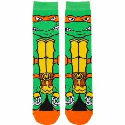 Teenage Mutant Ninja Turtles (1987) - Michelangelo Animigos 360 Character Crew Socks (US Men's 8-12)