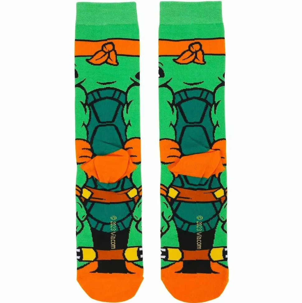 Teenage Mutant Ninja Turtles (1987) - Michelangelo Animigos 360 Character Crew Socks (US Men's 8-12)