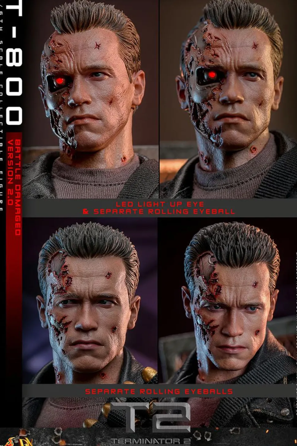 Terminator 2: Judgment Day - T-800 (Battle Damaged Version 2.0) 1/6th Scale Hot Toys Action Figure