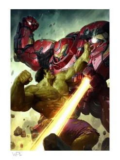 The Avengers - Hulk vs Hulkbuster Fine Art Print by Darren Tan