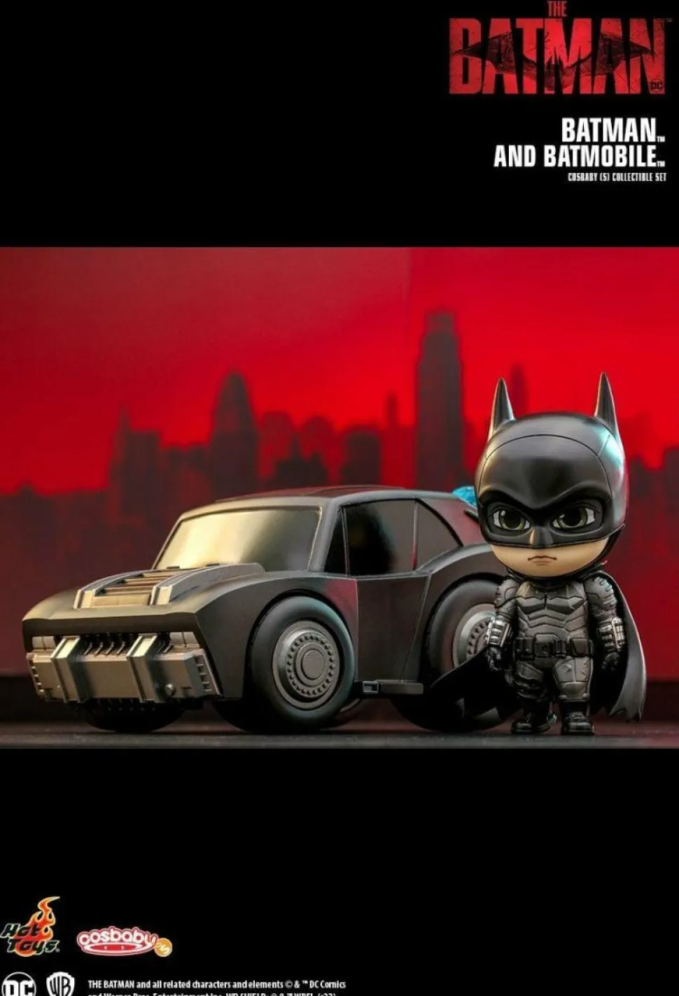 The Batman (2022) - Batman and Batmobile Cosbaby (S) Hot Toys Figure Set