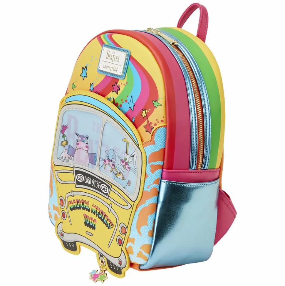 The Beatles - Magical Mystery Tour Bus Lenticular 11” Faux Leather Mini Backpack