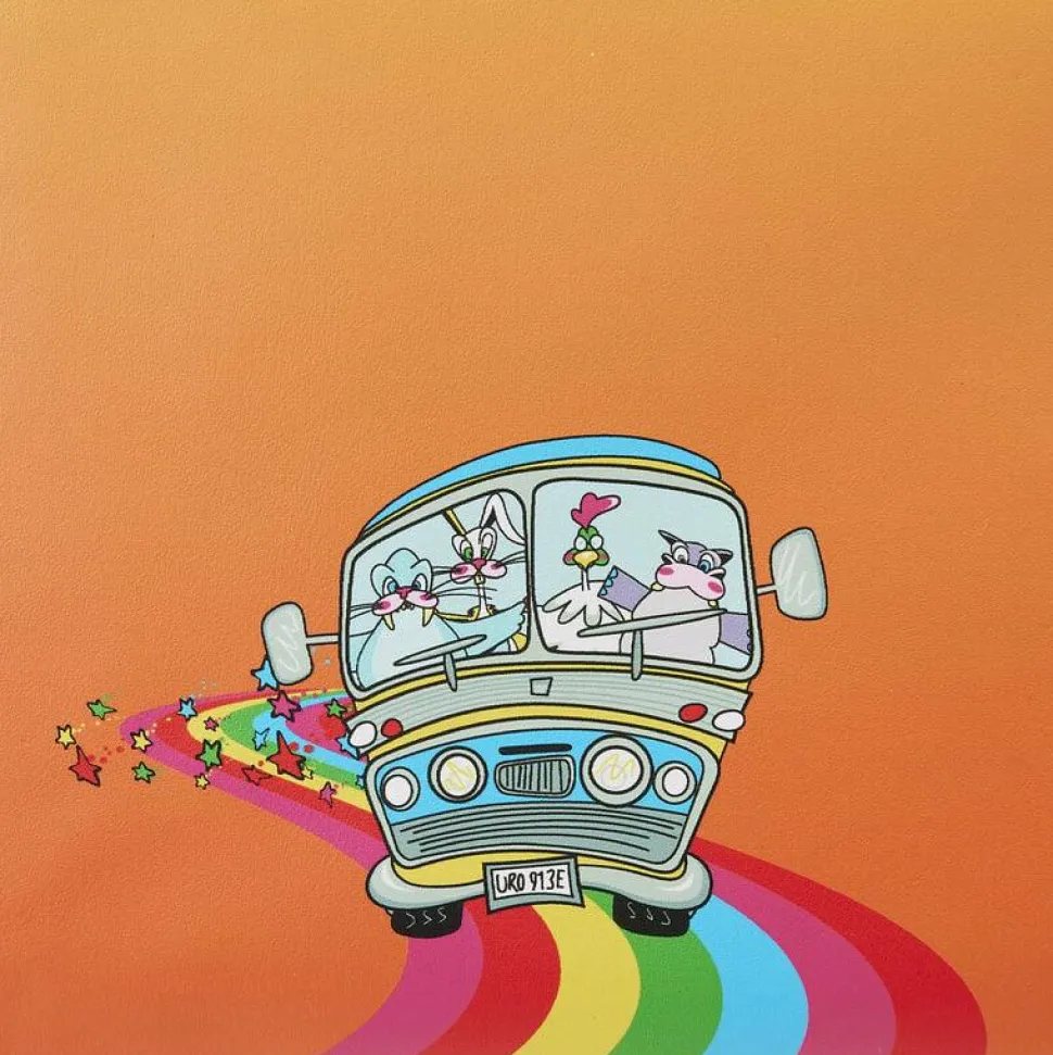 The Beatles - Magical Mystery Tour Bus Lenticular 11” Faux Leather Mini Backpack