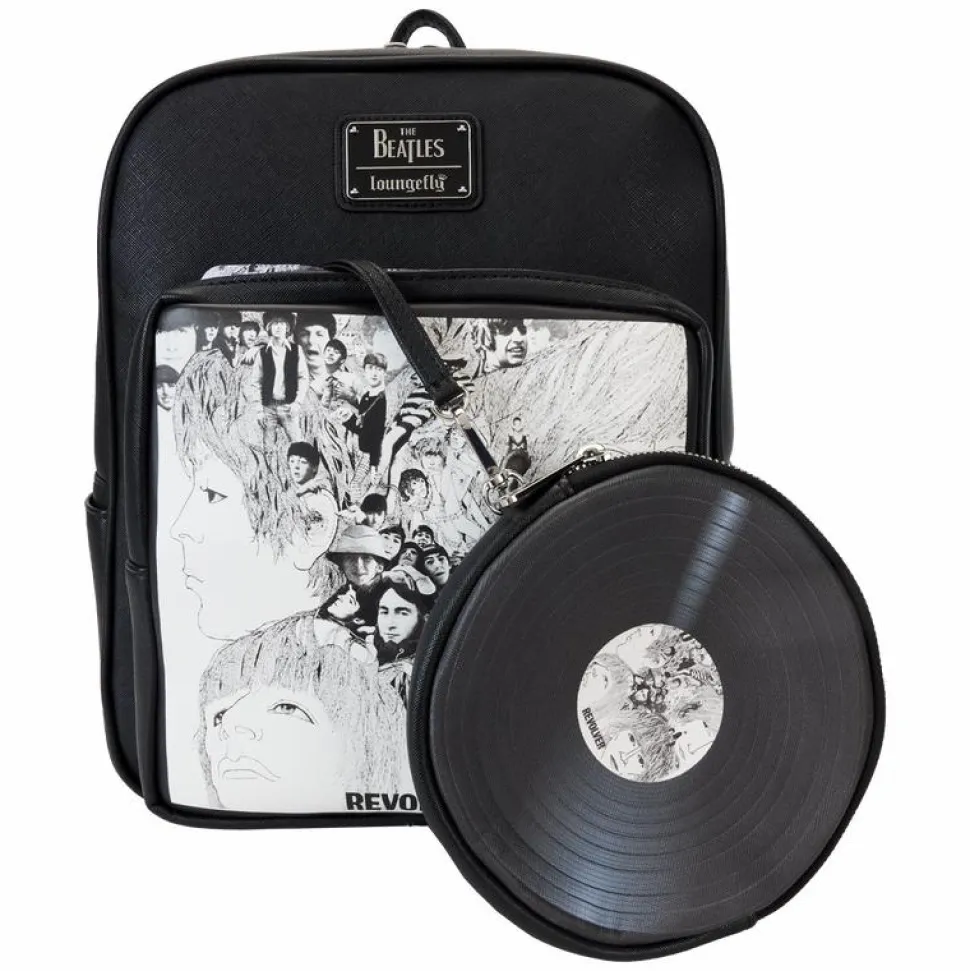 The Beatles - Revolver Album Cover 12" Faux Leather Mini Backpack with Record Coin Bag