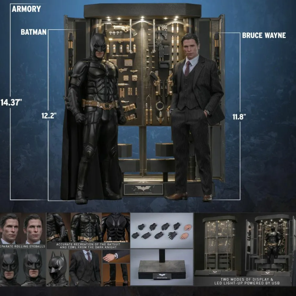The Dark Knight (2008) - Batman Armory with Bruce Wayne (2.0) 1/6th Scale Hot Toys Action Figure Set