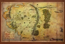 The Hobbit: An Unexpected Journey - Map of Middle Earth 10.5” x 16” Mounted Art Print