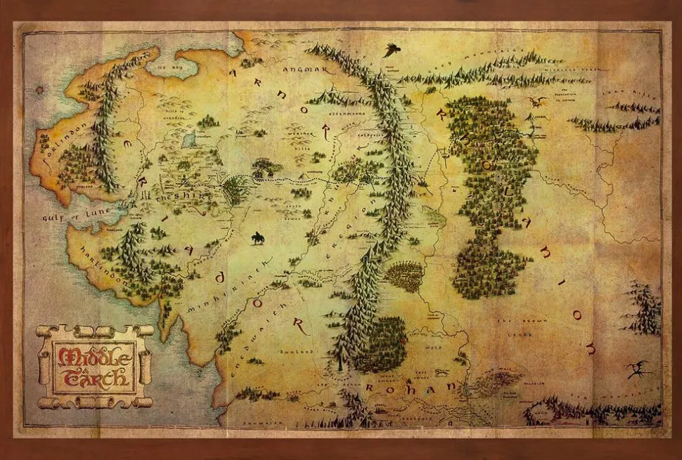 The Hobbit: An Unexpected Journey - Map of Middle Earth 10.5” x 16” Mounted Art Print