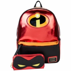 The Incredibles - 20th Anniversary Cosplay Metallic Light Up 12" Faux Leather Mini Backpack with Coin Purse