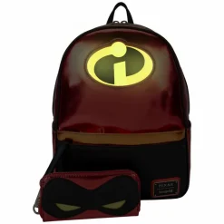 The Incredibles - 20th Anniversary Cosplay Metallic Light Up 12" Faux Leather Mini Backpack with Coin Purse