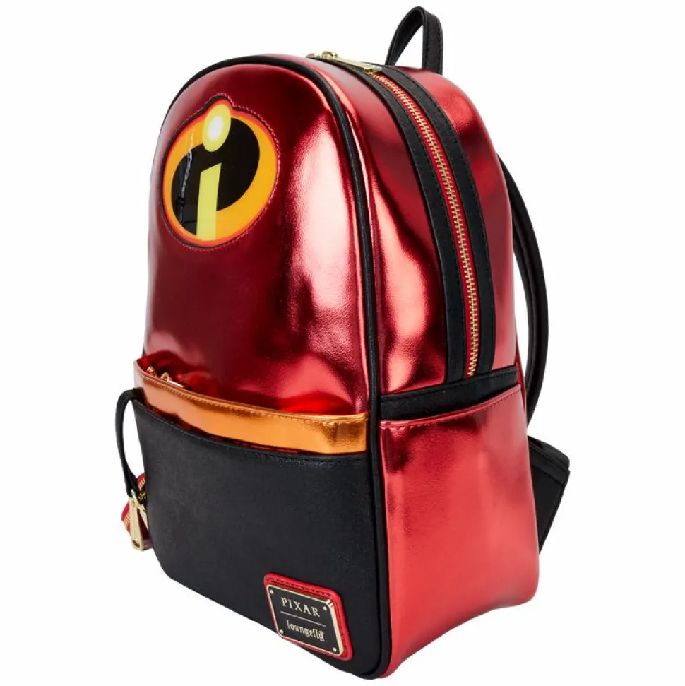 The Incredibles - 20th Anniversary Cosplay Metallic Light Up 12" Faux Leather Mini Backpack with Coin Purse