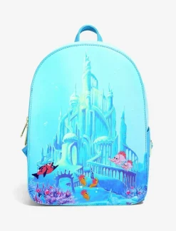 The Little Mermaid (1989) - Castle Snap Flap 12” Faux Leather Mini Backpack