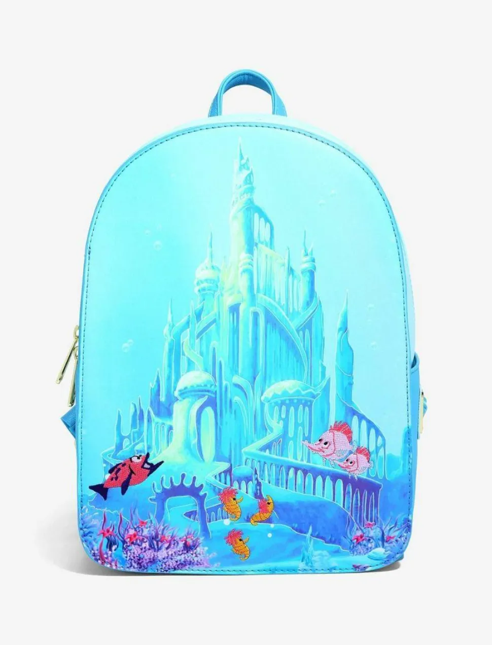 The Little Mermaid (1989) - Castle Snap Flap 12” Faux Leather Mini Backpack