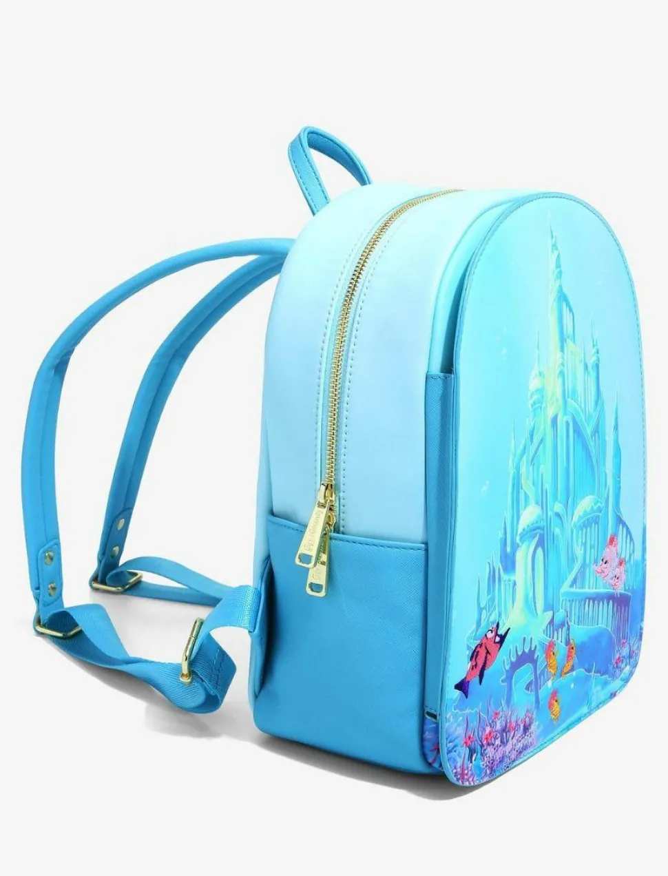 The Little Mermaid (1989) - Castle Snap Flap 12” Faux Leather Mini Backpack