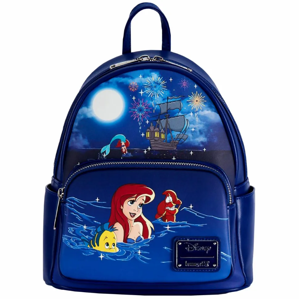 The Little Mermaid (1989) - Fireworks Light Up & Glow in the Dark 10” Faux Leather Mini Backpack (Int Sales Only)
