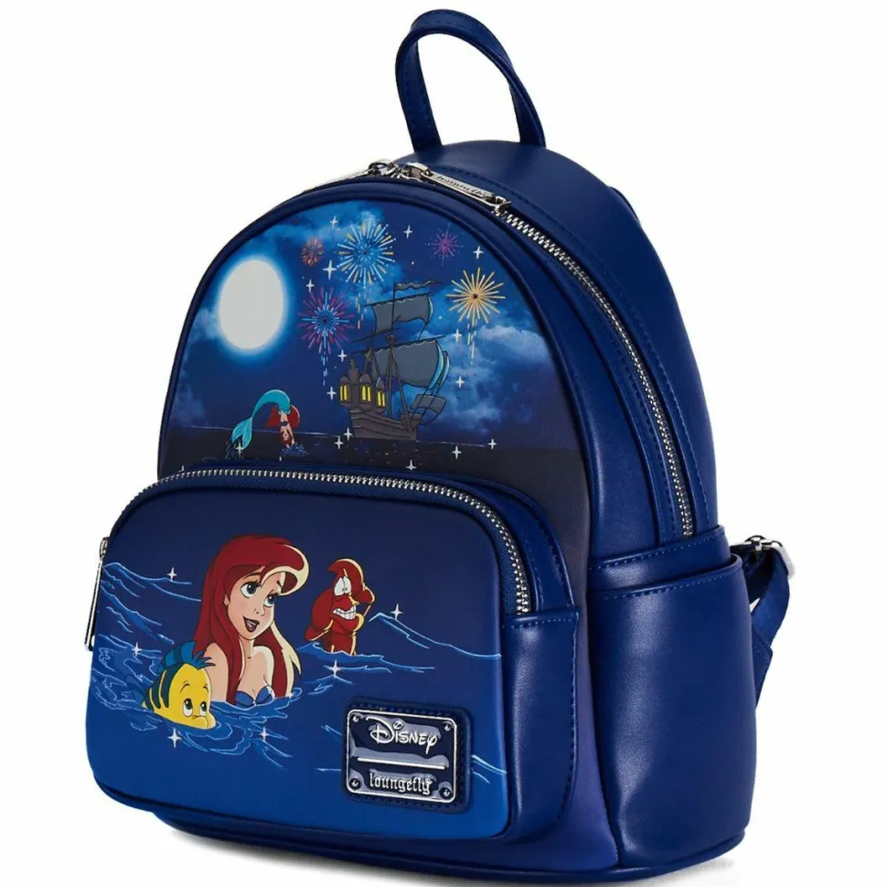 The Little Mermaid (1989) - Fireworks Light Up & Glow in the Dark 10” Faux Leather Mini Backpack (Int Sales Only)