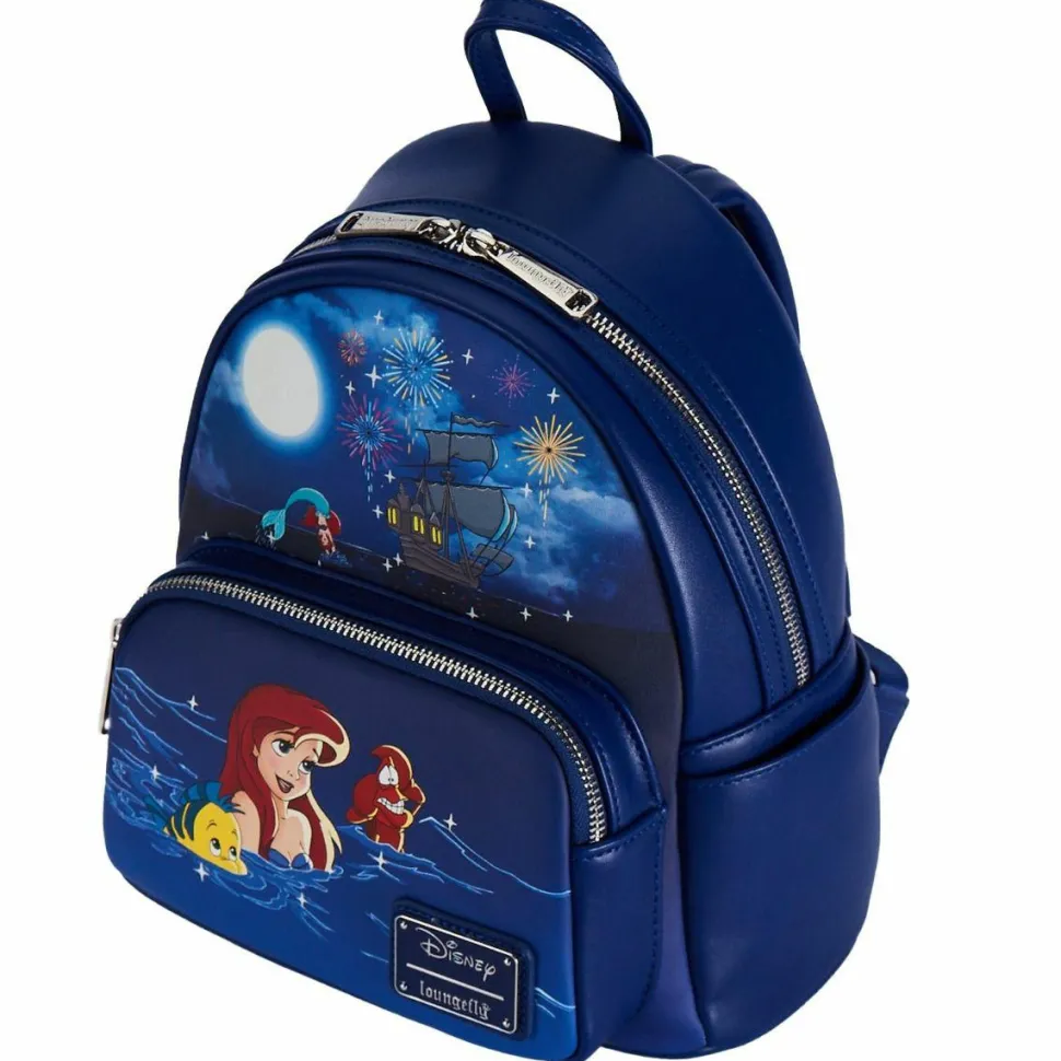 The Little Mermaid (1989) - Fireworks Light Up & Glow in the Dark 10” Faux Leather Mini Backpack (Int Sales Only)