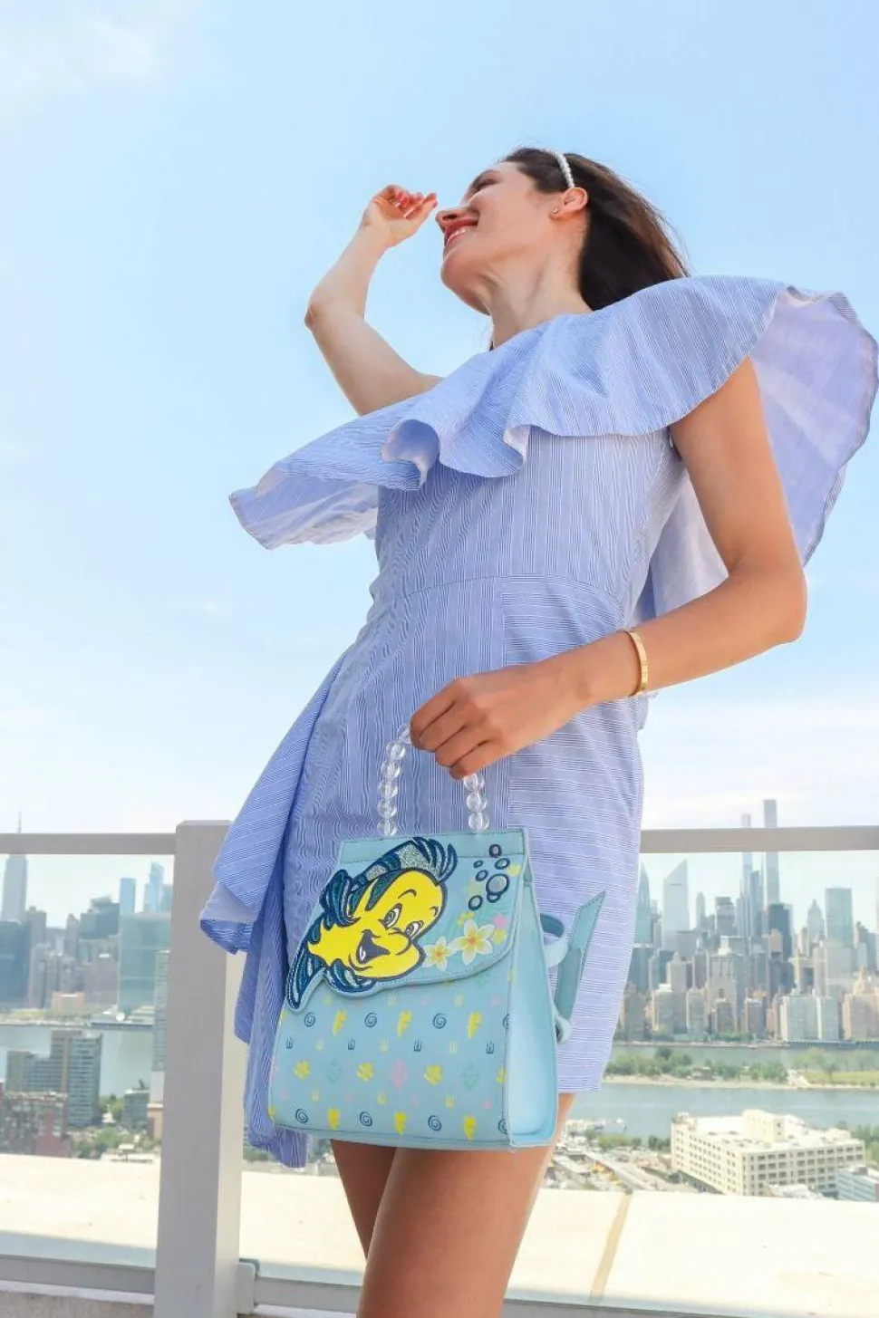 The Little Mermaid (1989) - Flounder Monogram 9” Faux Leather Flap Mini Backpack