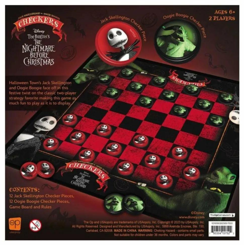 The Nightmare Before Christmas - Jack Skellington vs. Oogie Boogie Checkers Board Game