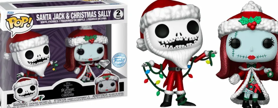 The Nightmare Before Christmas - Santa Jack & Christmas Sally 30th Anniversary Diamond Glitter Pop! Vinyl Figure 2-Pack (Popcultcha Exclusive)