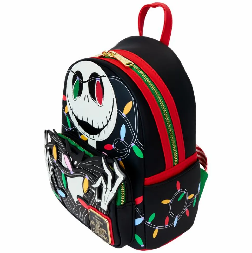 The Nightmare Before Christmas - Jack Wrapped in Lights Glow in the Dark Light Up 10" Faux Leather Mini Backpack