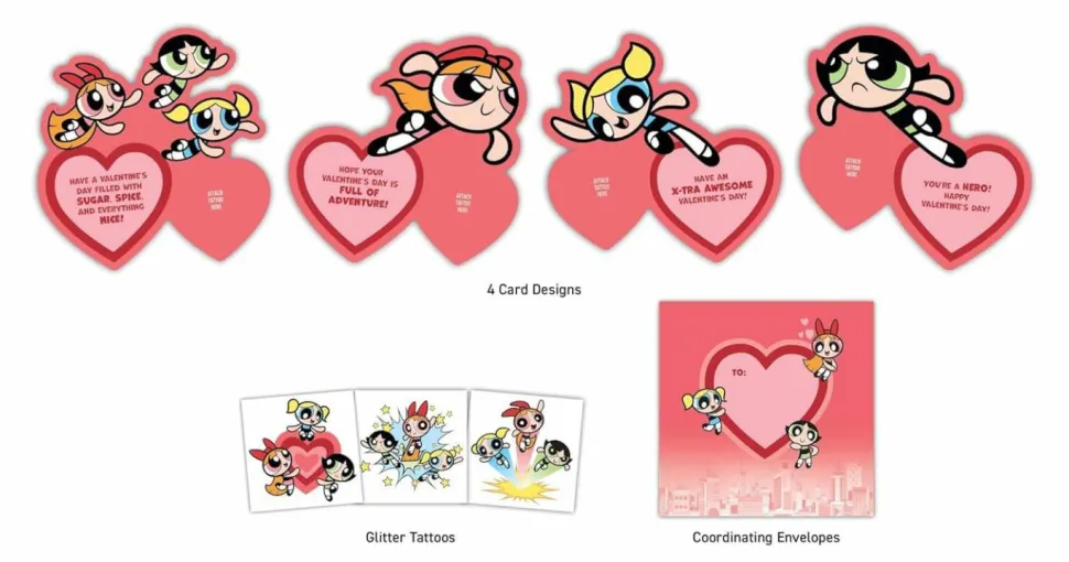 The Powerpuff Girls - Temporary Tattoos & Valentine's Day Cards Box Set