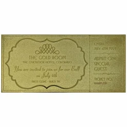 The Shining - The Overlook Hotel Ball Ticket 24K Gold Plated Limited Edition Metal Replica