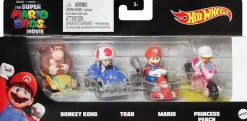 The Super Mario Bros. Movie (2023) - Donkey Kong, Toad, Mario & Princess Peach Hot Wheels 1/64th Scale Die-Cast Vehicle Replica