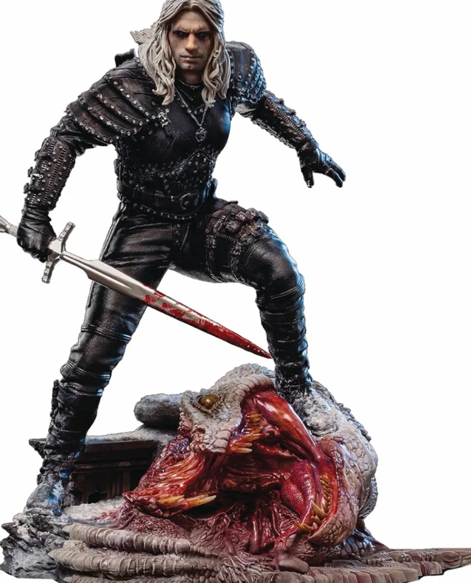 The Witcher - Geralt of Rivia over a Basilisk Head 1/10th Scale Statue