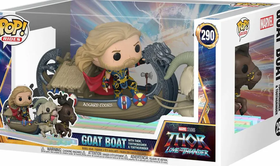 Thor 4: Love and Thunder - Thor, Toothgnasher & Toothgrinder with Goat Boat Pop Rides Vinyl Figure