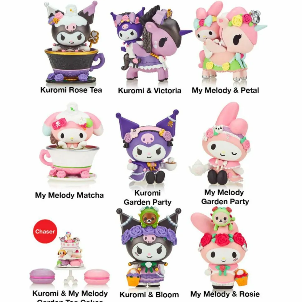 Tokidoki x Kuromi & My Melody - Garden Tea Party Blind Box Vinyl Figure (Display of 8)
