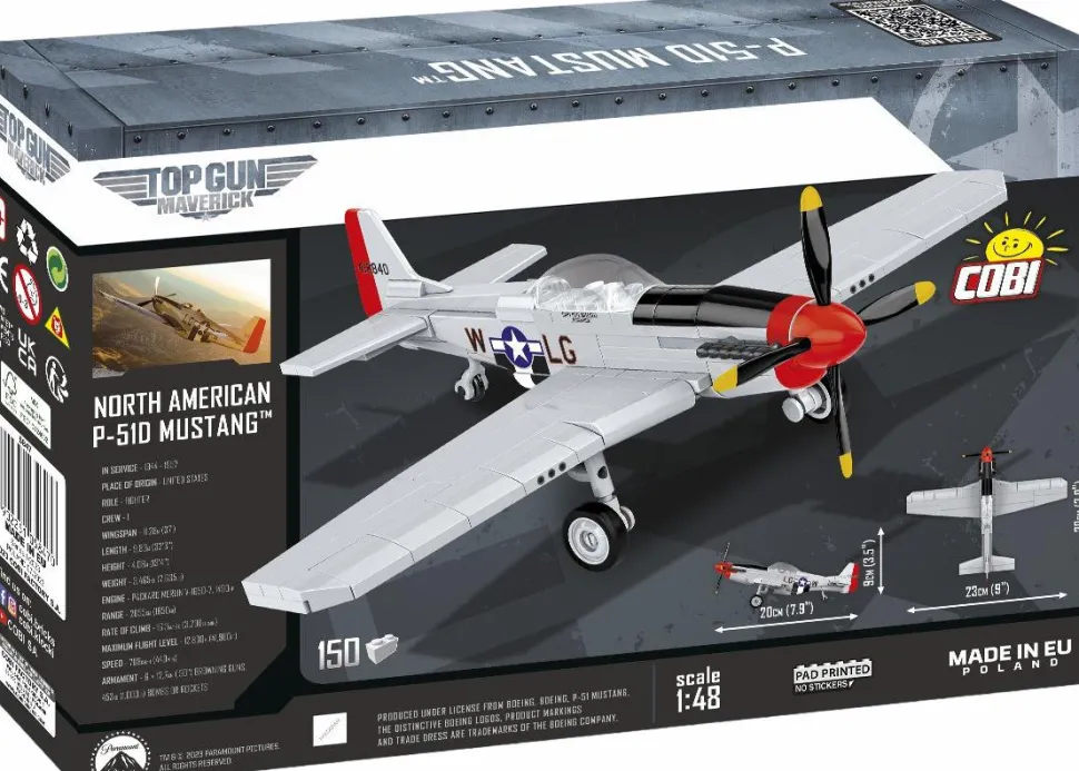 Top Gun: Maverick - North American P-51D Mustang Fighter Plane 1/48th Scale Building Block Construction Set (150 Pieces)