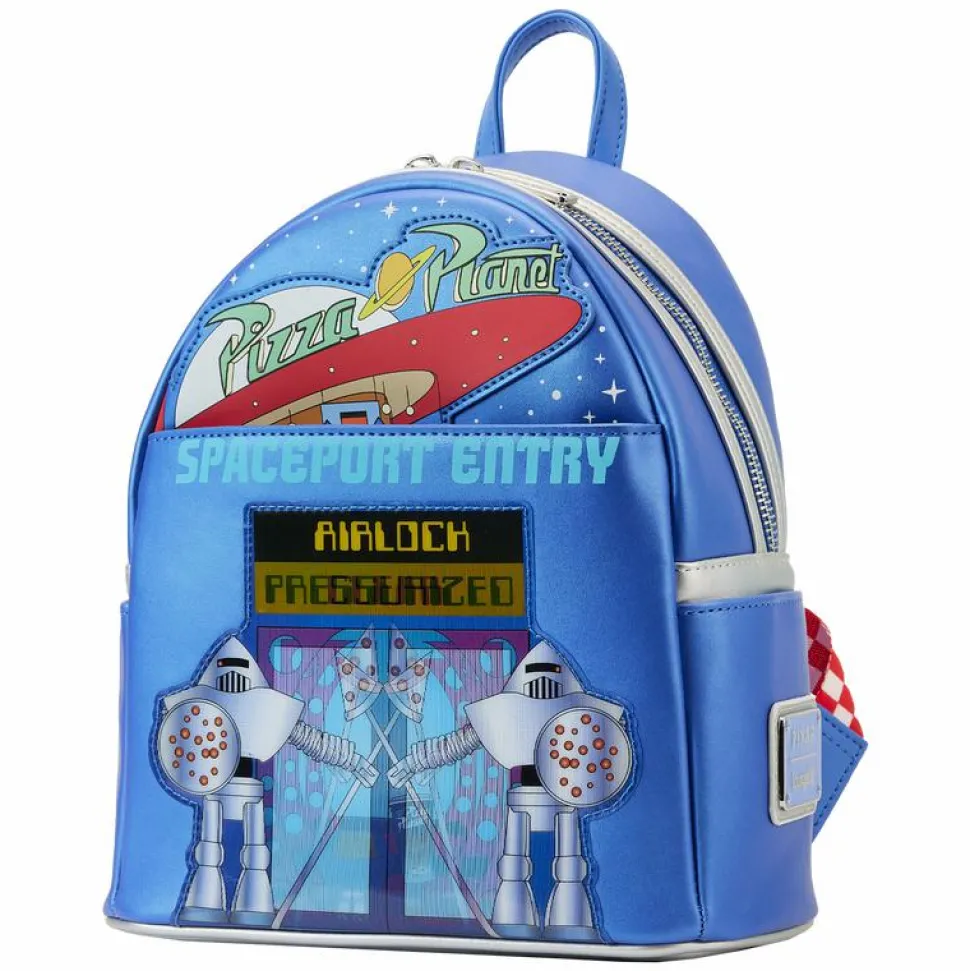 Toy Story - Pizza Planet Space Entry Lenticular Glow in the Dark 10” Faux Leather Mini Backpack