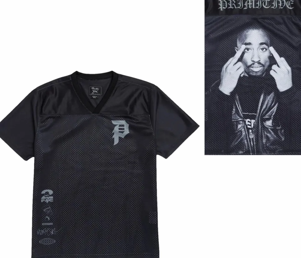 Tupac - Tupac x Primitive Icon Black Mesh Jersey