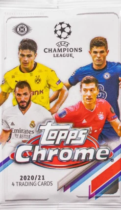 UEFA Champions League Football (Soccer) - 2020/21 Topps Chrome Trading Cards Pack (4 Cards)