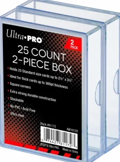 Ultra Pro - Clear 2-Piece Plastic Card Storage Box 2-Pack (25 Count)