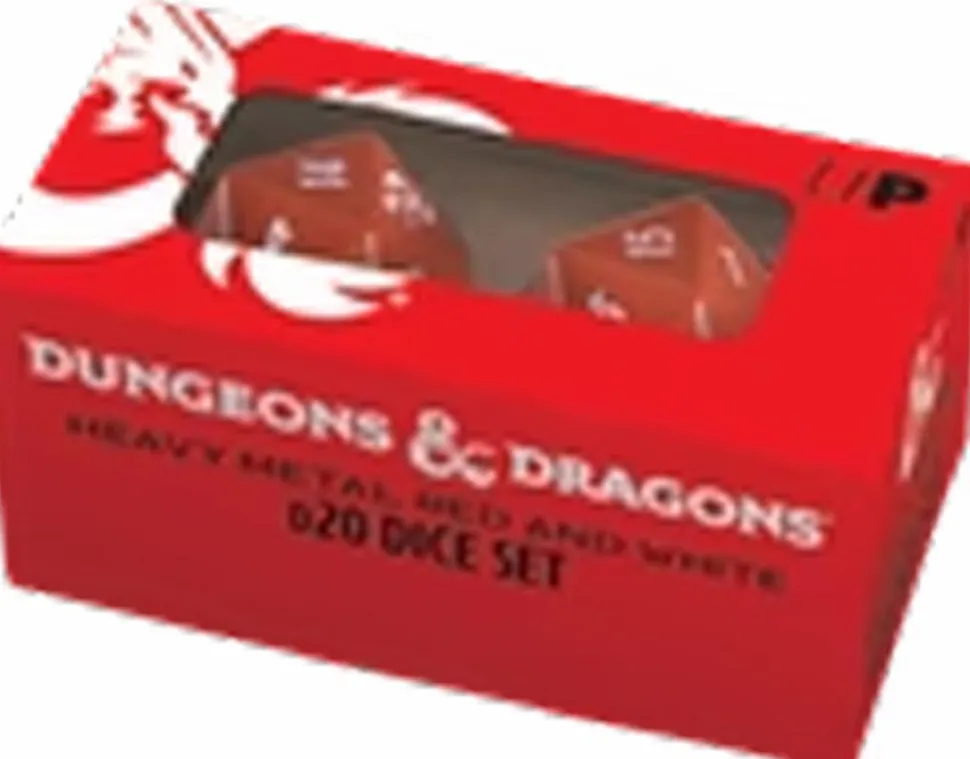 Ultra Pro - Dungeons & Dragons Heavy Metal Red & White D20 Dice 2-Pack