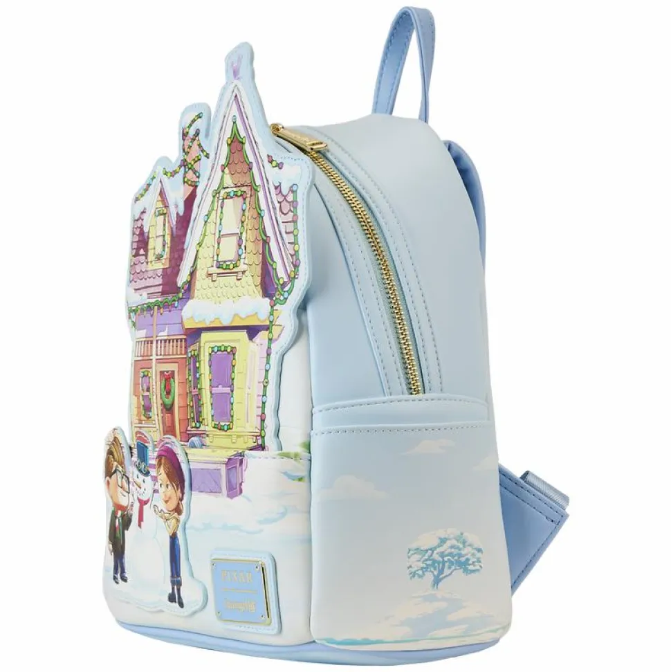 Up - House Holiday Light Up 10" Faux Leather Mini Backpack
