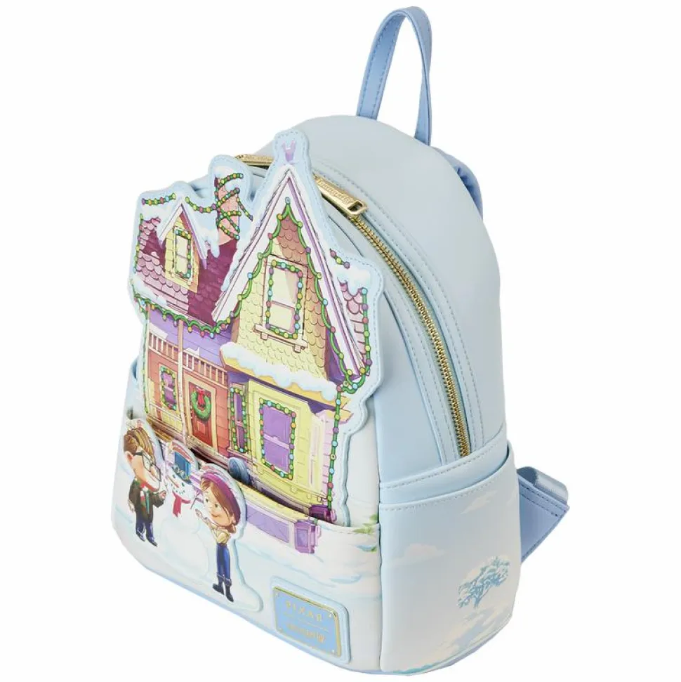 Up - House Holiday Light Up 10" Faux Leather Mini Backpack