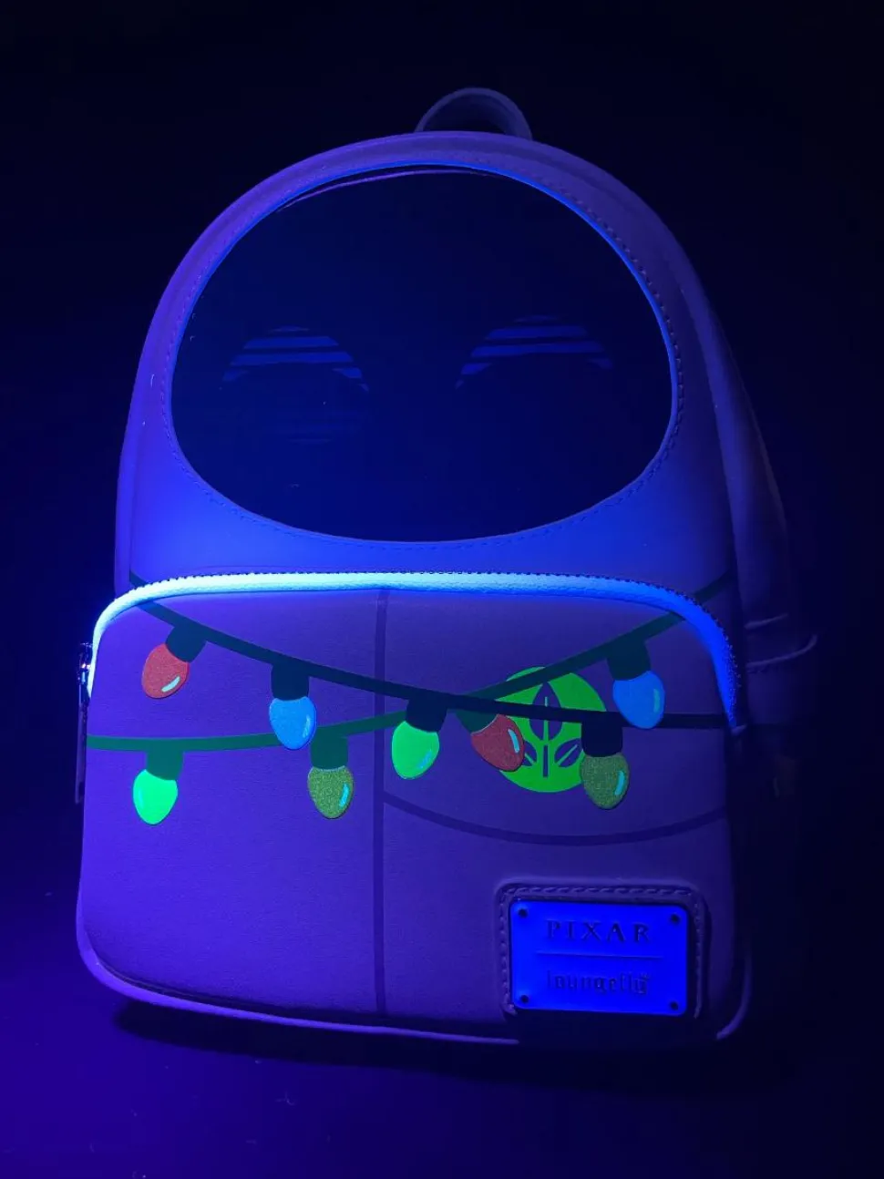 Wall-E - Eve Christmas Lights Cosplay Lenticular Glow in the Dark 10” Faux Leather Mini Backpack