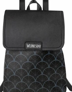 Wednesday (2022) - Black 11" Faux Leather Flap Backpack