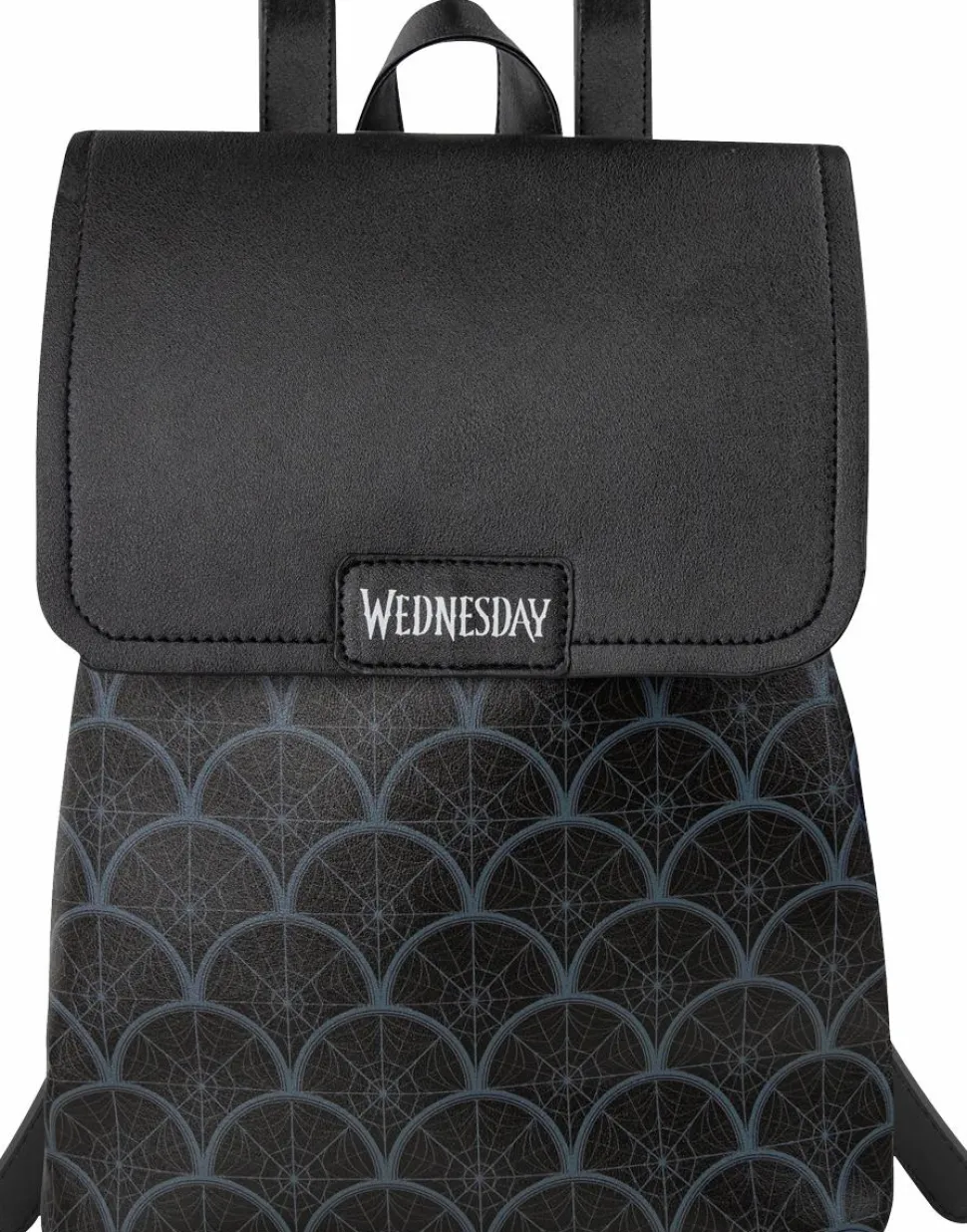 Wednesday (2022) - Black 11" Faux Leather Flap Backpack