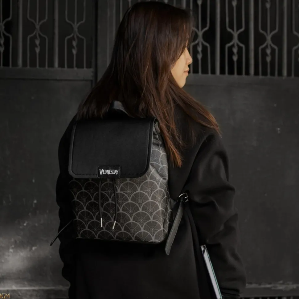 Wednesday (2022) - Black 11" Faux Leather Flap Backpack