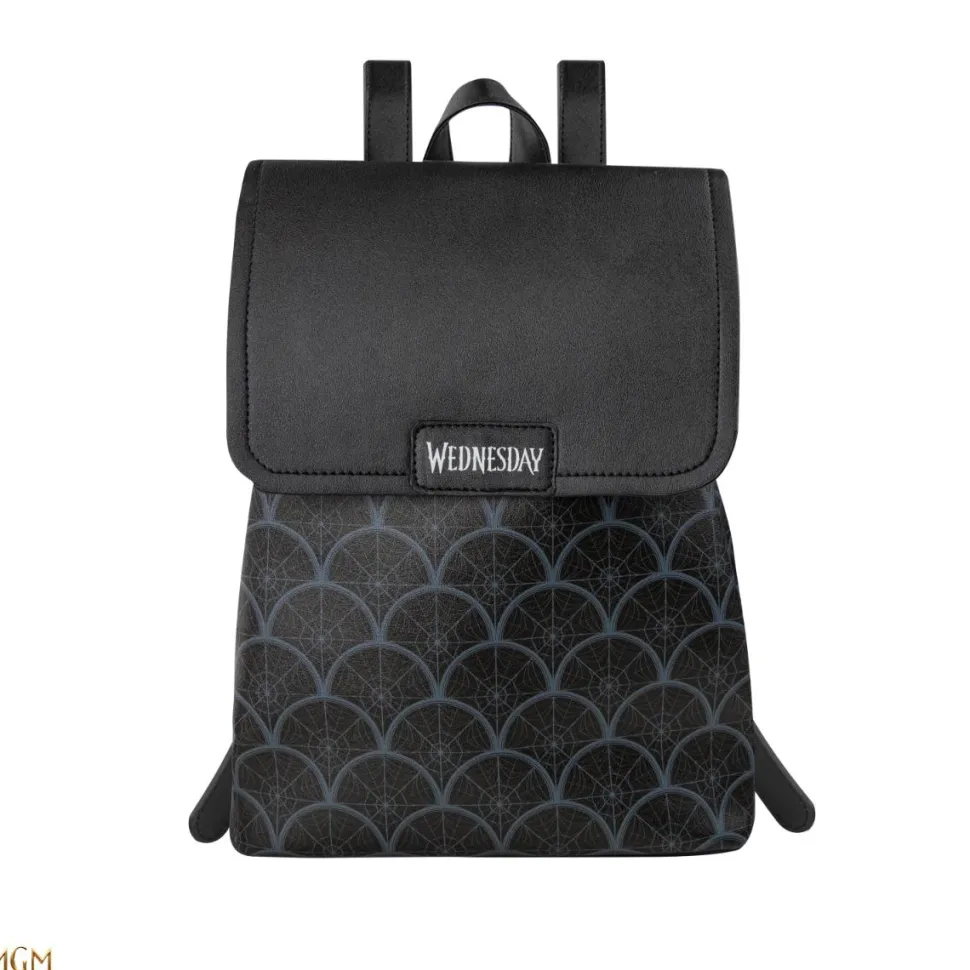 Wednesday (2022) - Black 11" Faux Leather Flap Backpack