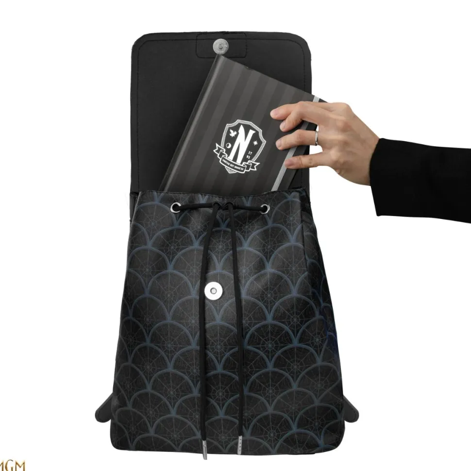 Wednesday (2022) - Black 11" Faux Leather Flap Backpack