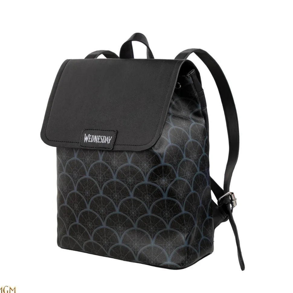 Wednesday (2022) - Black 11" Faux Leather Flap Backpack