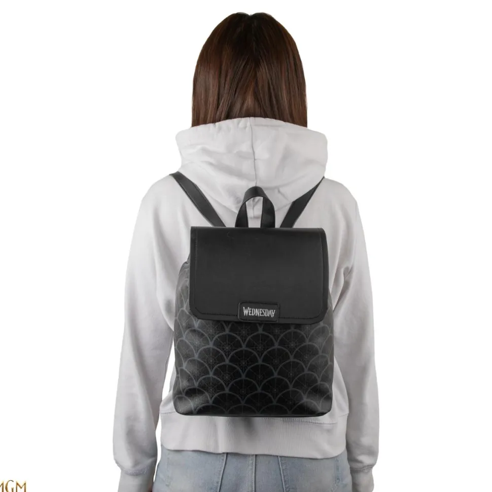 Wednesday (2022) - Black 11" Faux Leather Flap Backpack