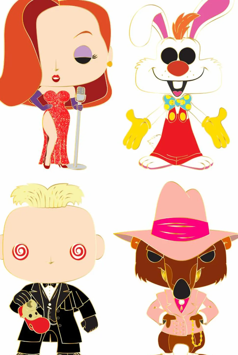 Who Framed Roger Rabbit - Toontown 4” Pop! Enamel Pin Bundle (Set of 4)