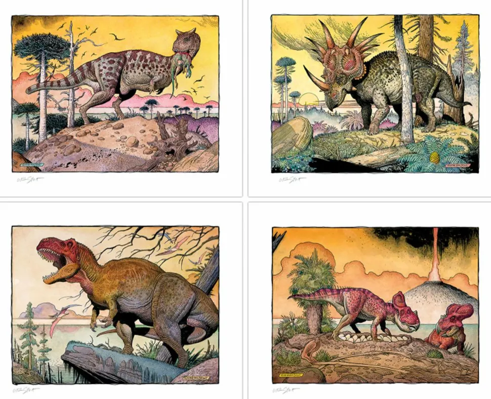 William Stout Dinosaur Series - The Cretaceous Era Fine Art Prints by William Stout (Set of 4)